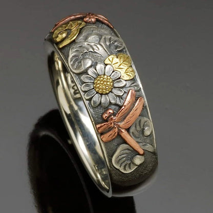Dragonfly Sunflower Ring