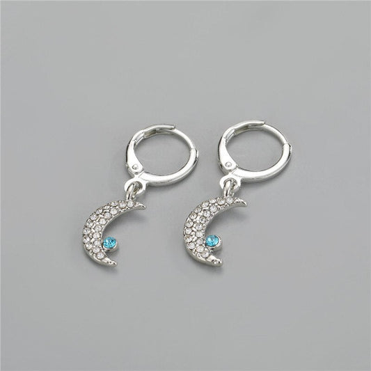 Crystal Moon Star Dangle Earrings