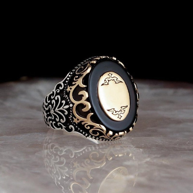 Inlaid Black Stone Rings