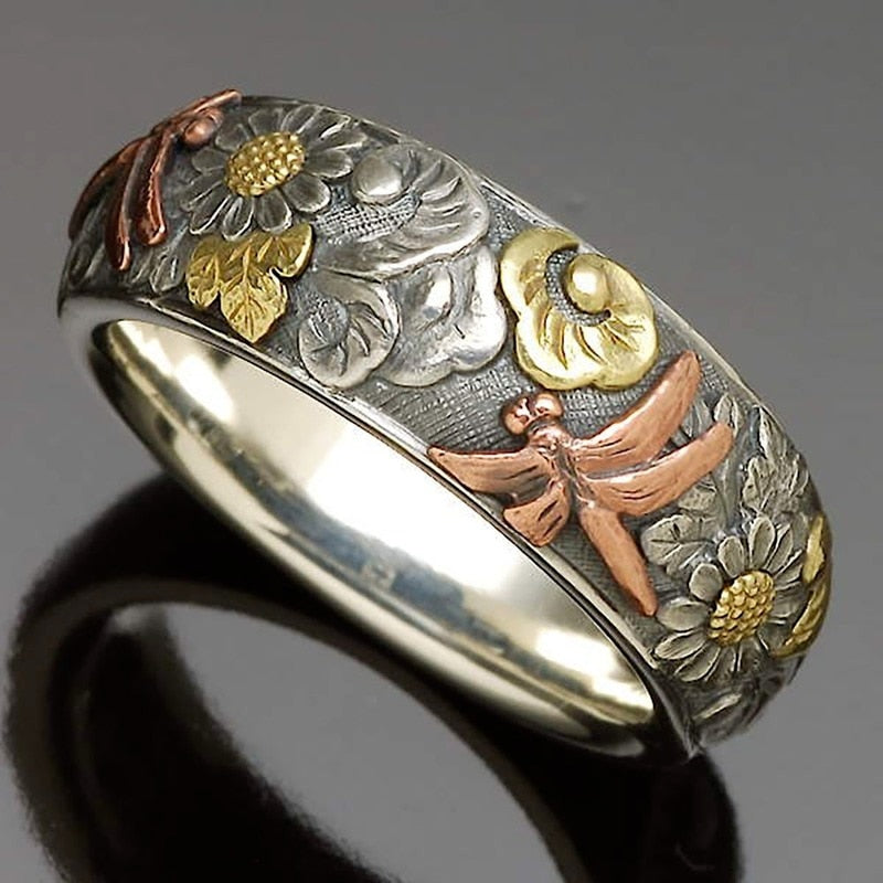 Dragonfly Sunflower Ring