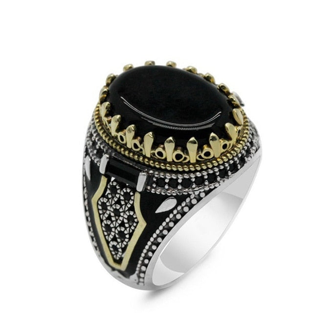 Inlaid Black Stone Rings