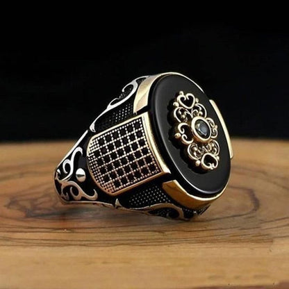 Inlaid Black Stone Punk Rings