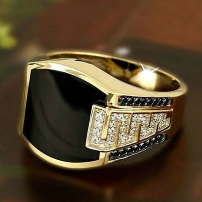 Inlaid Black Stone Rings