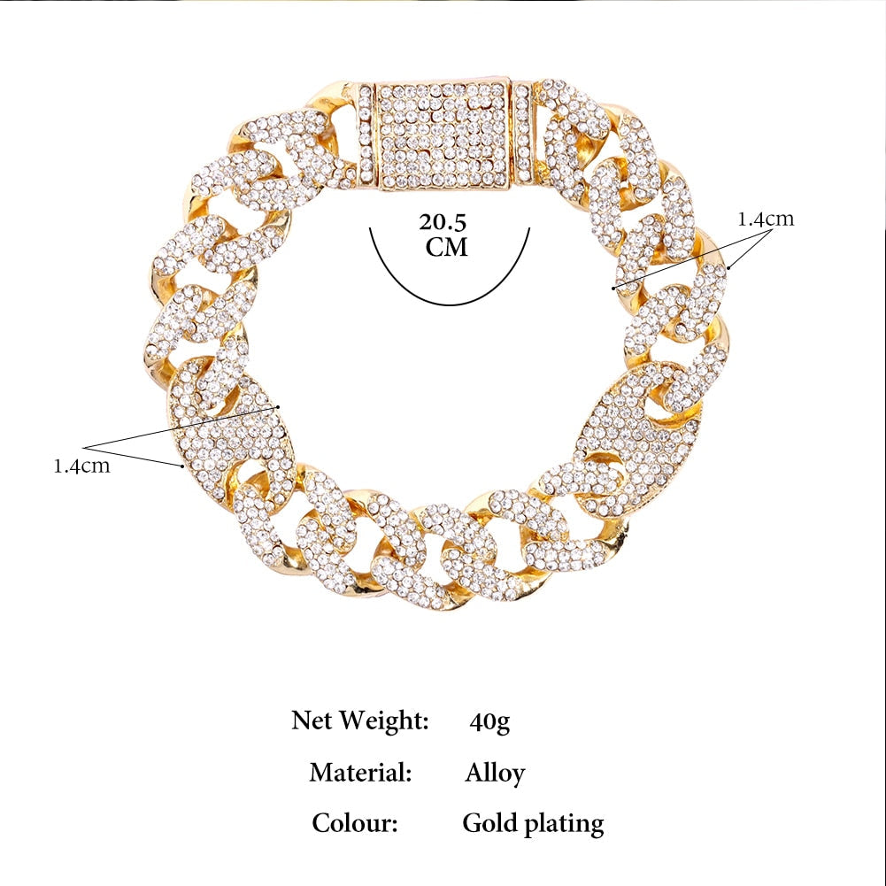 Iced Out Crystal Cuban Link Bracelet