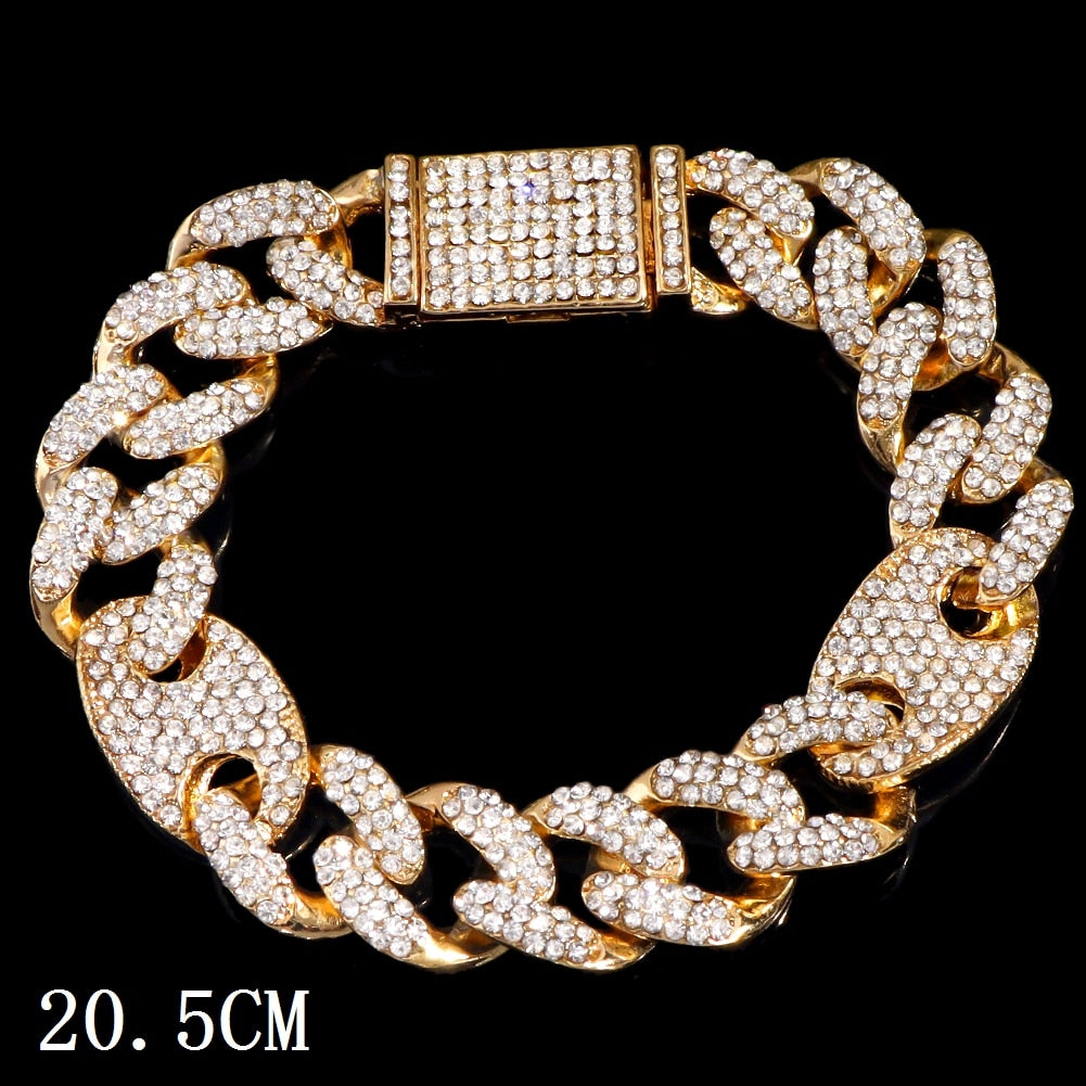 Iced Out Crystal Cuban Link Bracelet