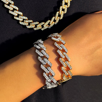 Iced Out Crystal Cuban Link Bracelet