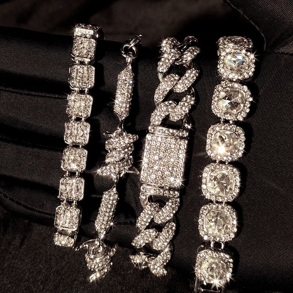 Iced Out Crystal Cuban Link Bracelet